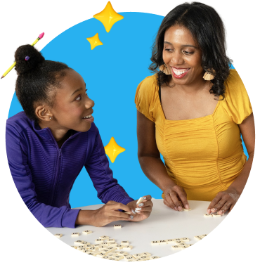 mom and girl smiling