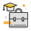 graduate hat and briefcase icon