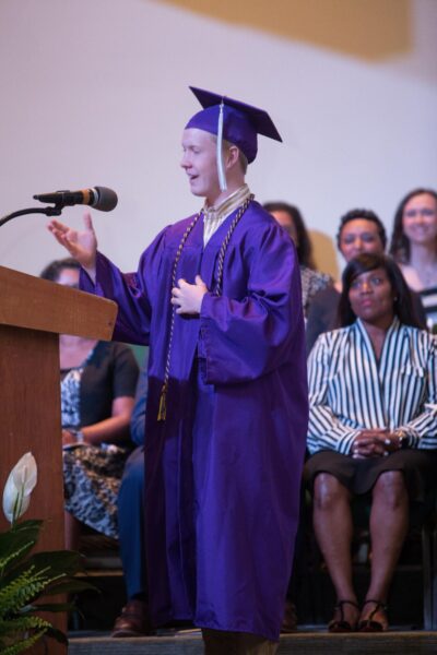 Boy speaking in the graduation