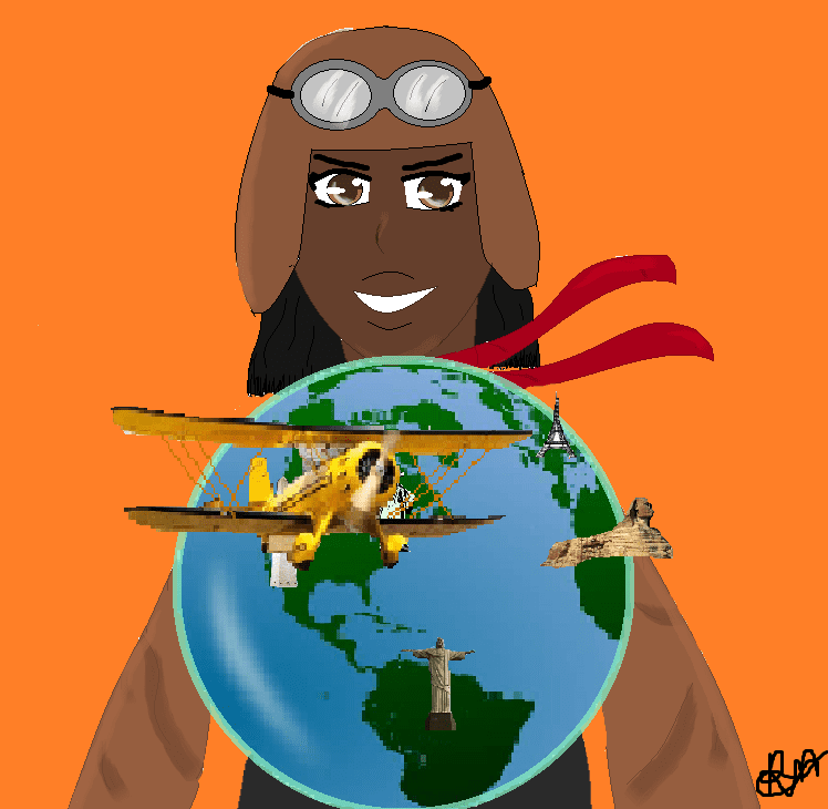 woman and world painting