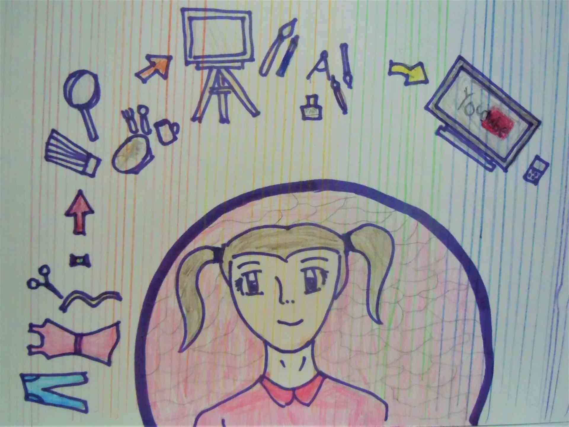 girl with tv, clothes, tv, make up painting