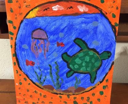 turtle in the ocean painting
