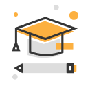 graduate hat and pencil icon