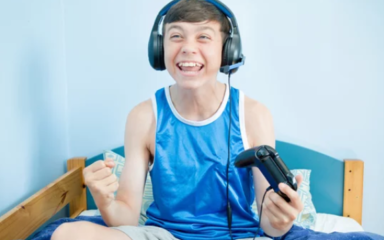 boy playing video games