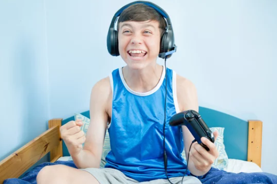 boy playing video games